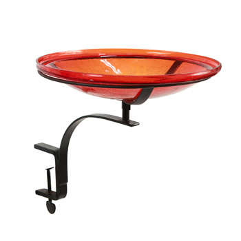 Achla CGB-14R-RM Red 14 Inch Crackle Bowl With Rail Mount Bracket