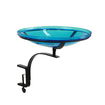 Achla CGB-14T-RM Teal 14 Inch Crackle Bowl With Rail Mount Bracket