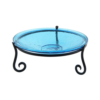 Achla CGB-14T-S2 Teal Crackle Birdbath With Short Stand II