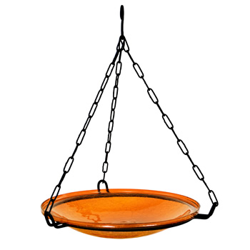 Achla CGB-H-14M Mandarin 14 Inch Crackle Glass Hanging Birdbath