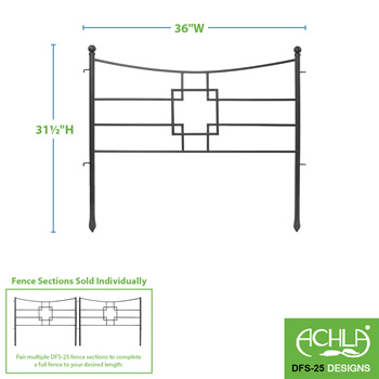 Achla DFS-25-4 Square-on-Squares Fence Section