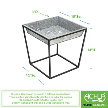 Achla FB-45G3 14 Inch Arne Plant Stand With Galvanized Tray