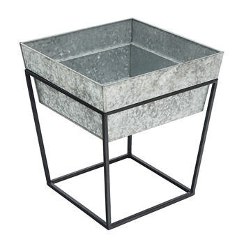 Achla FB-45G7 14 Inch Arne Plant Stand With Deep Galvanized  Tray