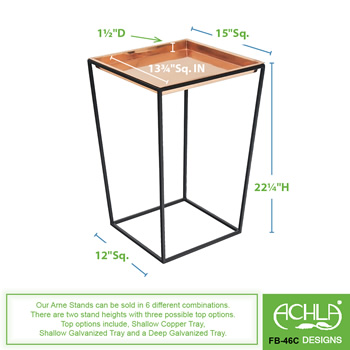 Achla FB-46C 22 Inch Arne Plant Stand With Copper Tray
