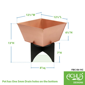 Achla FBC-54-11C Zaha I Planter With Copper Plated Flower Box