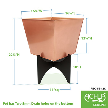 Achla FBC-55-12C Zaha II Planter With Copper Plated Flower Box