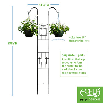 Achla FT-26 Square-On-Squares Double Pole Trellis