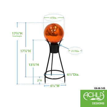Achla G6-M-14S Mandarin Crackle Glass Gazing Globe With Stand