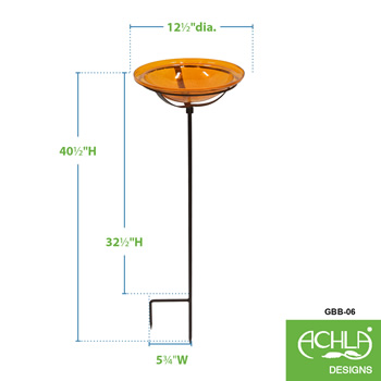 Achla GBB-06 Mandarin 12 Inch Crackle Glass Birdbath Bowl With Stake