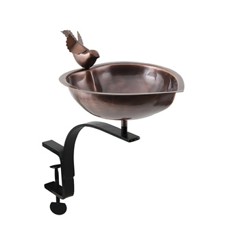 Achla HBB-01-RM Heart Shaped Birdbath With Rail Mount Bracket