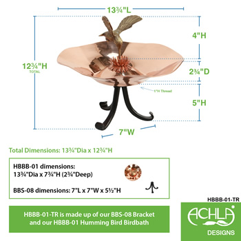 Achla HBBB-01-TR Hummingbird Birdbath With Tripod Stand