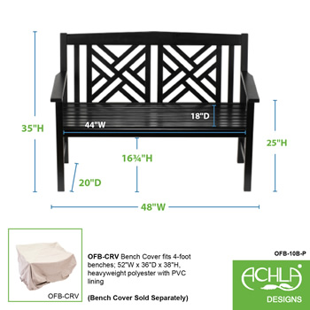 Achla OFB-10B-P Black 4 Foot Fretwork Bench