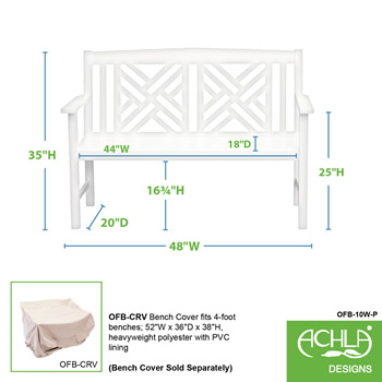 Achla OFB-10W-P White 4 Foot Fretwork Bench