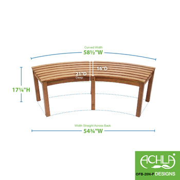 Achla OFB-20N-P Curved Backless Bench