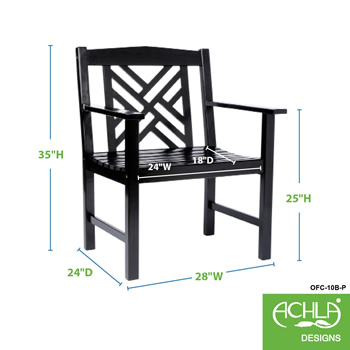 Achla OFC-10B-P Black Fretwork Armchair