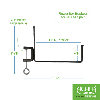 Achla SFB-03C 10 Inch Pair Clamp-On Flower Box Brackets