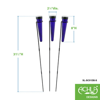 Achla SL-SC01DB-S Dark Blue Solar Sparkle Cone With Stake