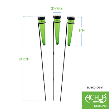 Achla SL-SC01DG-S Dark green Solar Sparkle Cone With Stake