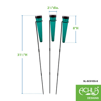 Achla SL-SC01EG-S Emerald Green Solar Sparkle Cone With Stake