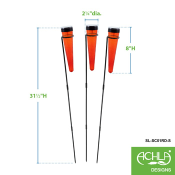 Achla SL-SC01RD-S Red Solar Sparkle Cone With Stake