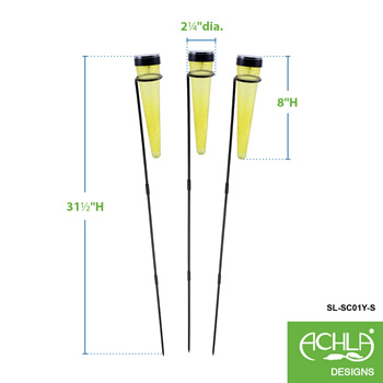 Achla SL-SC01Y-S Yellow Solar Sparkle Cone With Stake