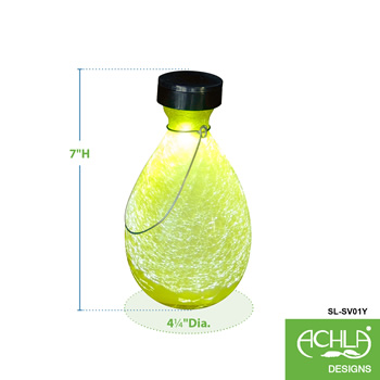 Achla SL-SV01Y Yellow Teardrop Solar Vase