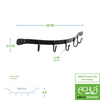 Achla SWB-02 5 Hooks Wall Bracket