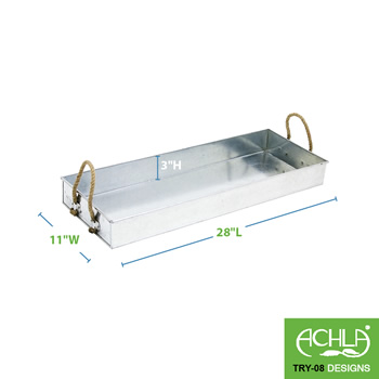 Achla TRY-08 Galvanized Tray With Rope Handles