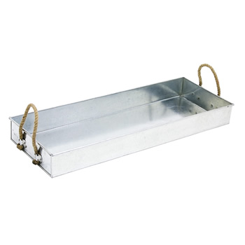 Achla TRY-08 Galvanized Tray With Rope Handles