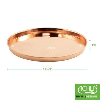 Achla TRY-R12 12 Inch Round Copper Tray