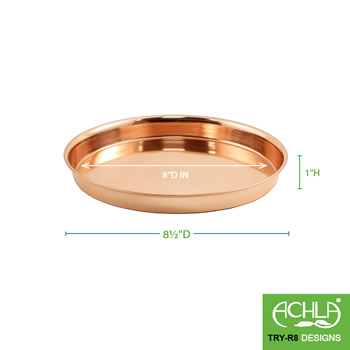 Achla TRY-R8 8 Inch Round Copper Trays Set of 2