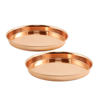 Achla TRY-R8 8 Inch Round Copper Trays Set of 2
