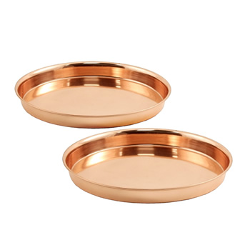 Achla TRY-R8  8 Inch Round Copper Trays Set of 2