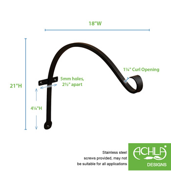 Achla TSH-06-2 18 Inch Upcurled Bracket