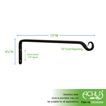 Achla TSH-10-2 15 Inch Straight Upcurled Bracket