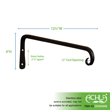 Achla TSH-12-2 12 Inch Straight Downcurled Bracket