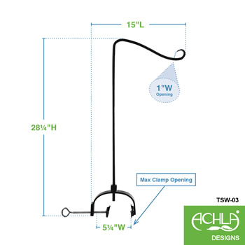 Achla TSW-03 Shepherds Hook With Over Railing Bracket