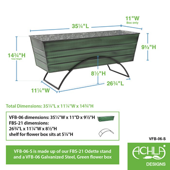 Achla VFB-06-S Green Odette Stand With Large Flower Box