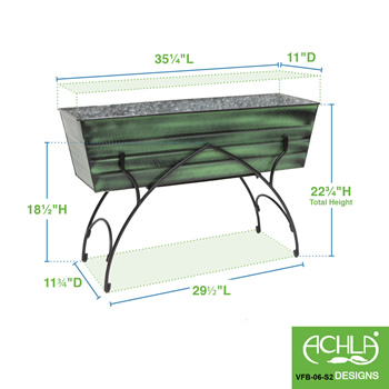 Achla VFB-06-S2 36 Inch Green Flower Box With Bella Stand