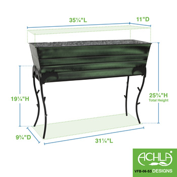Achla VFB-06-S3 25 Inch Green Flower Box With Flora Stand