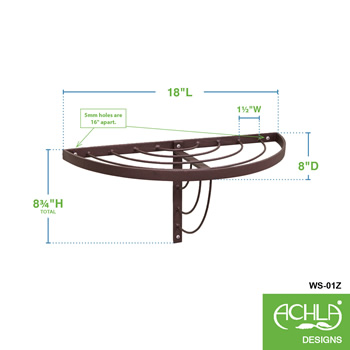 Achla WS-01Z Vita Half-Round Wall Shelf