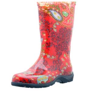 Red Paisley Rain Boots