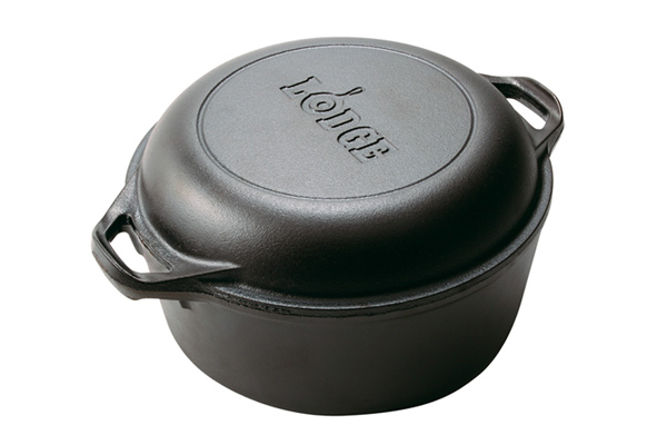 Lodge 5 Quart Cast Iron Double Dutch Oven