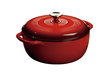 Lodge Red 6 Quart Enamel Cast Iron Dutch Oven