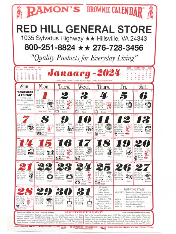 2024 Old Fashioned Ramon's Calendar Red Hill General Store