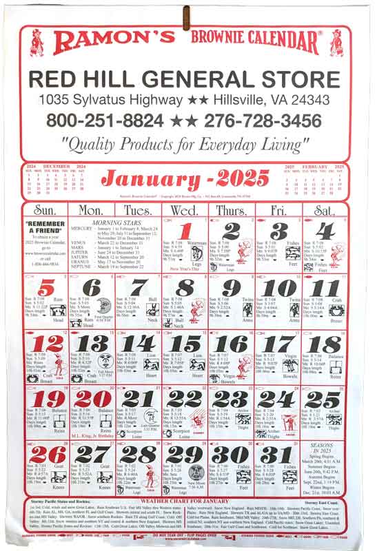 2025 Old Fashioned Ramon's Calendar Red Hill General Store