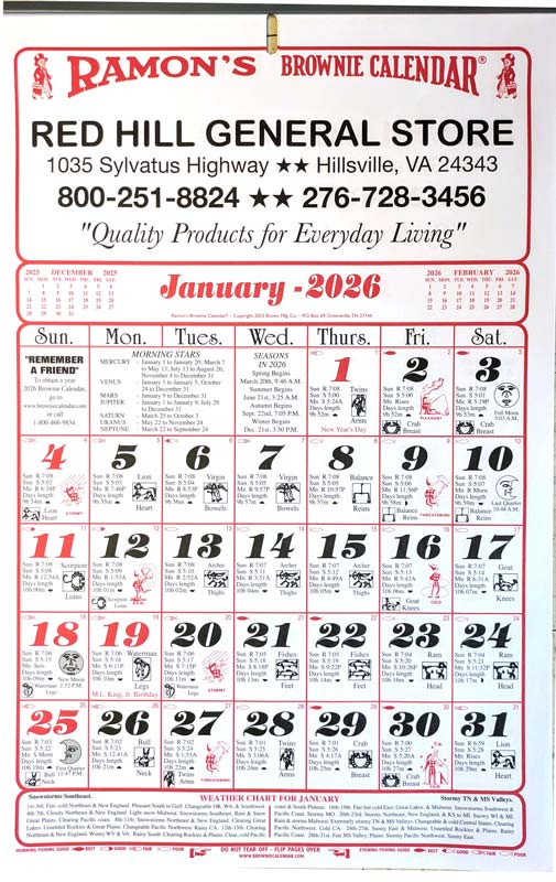 2026 Old Fashioned Ramon's Calendar